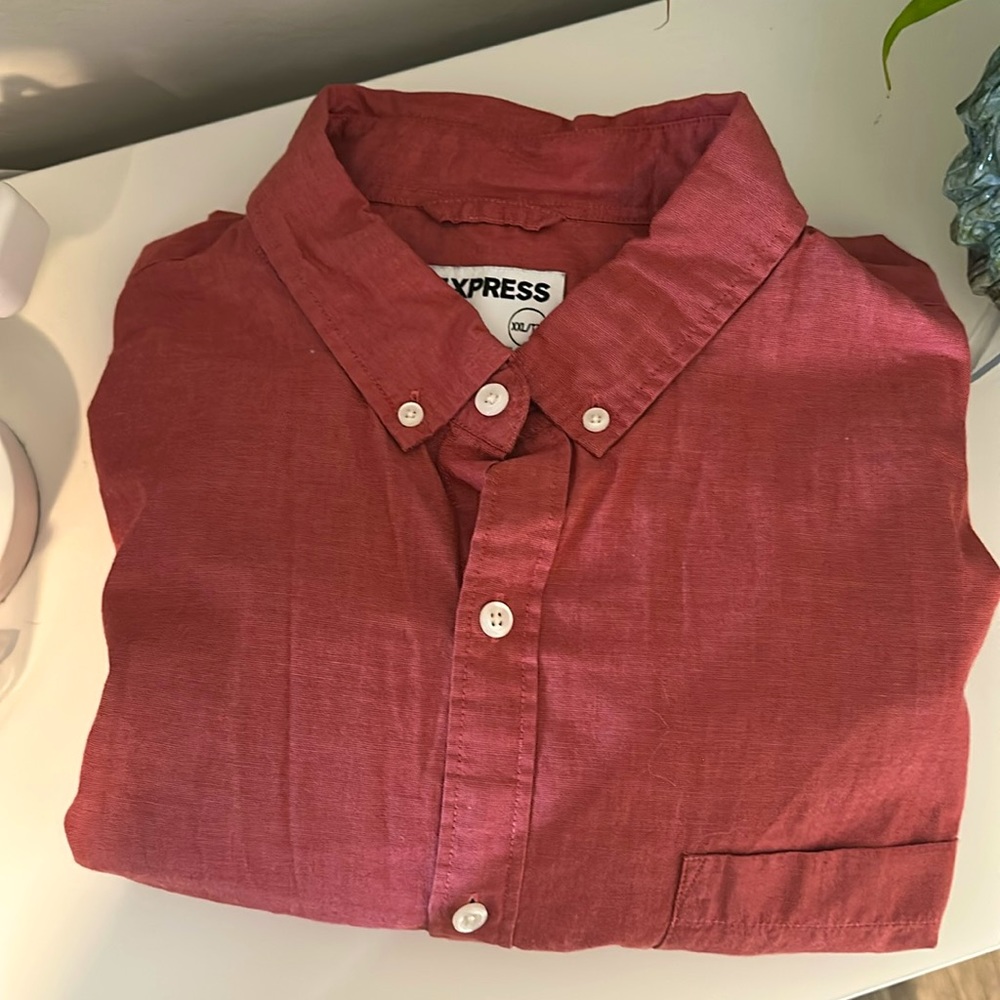 Express Men's Red Button-Down Shirt